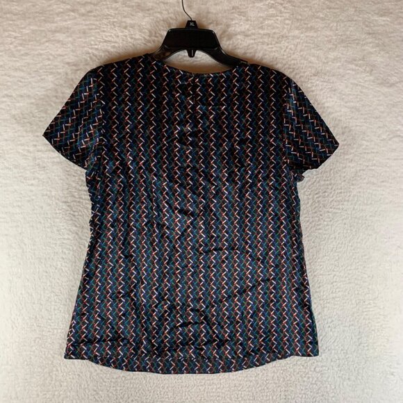 Talbots Womens Short Sleeve Pleated Neck Multicolor Blouse 100% Silk Top Size 10 - Picture 7 of 10